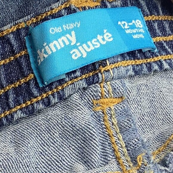 Old Navy Baby Girl Skinny Denim Jeans 12-18M Medium Wash Blue Elastic Waist - Picture 3 of 10